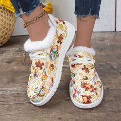 Christmas Plush Lined Loafers Shoes for Fall Winter