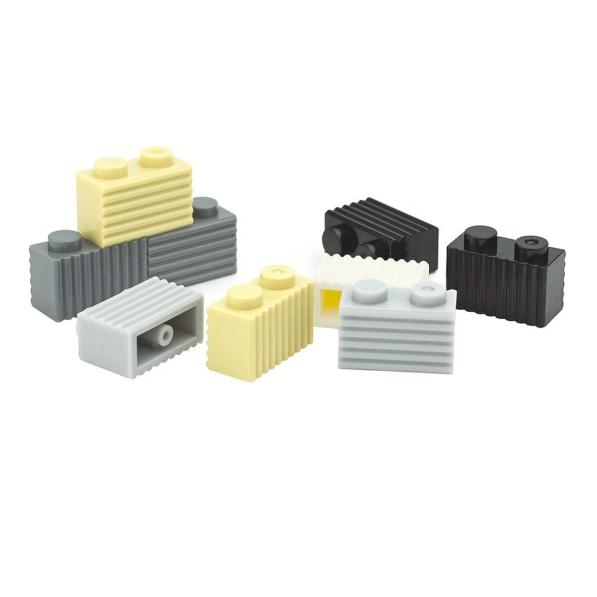 50pcs 1x2 Textured City Fence Blocks for Wall Decoration