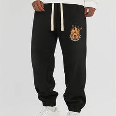 Dog King Print Men's Drawstring Pocket Sweatpants Casual Jogger Pants