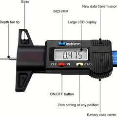 Digital Tire Tread Depth Gauge Caliper LCD Measuring Tool for Car 0-25mm