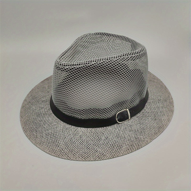 Mesh Hollow Fedora Belt Sun Hat Unisex Outdoor Beach Hats