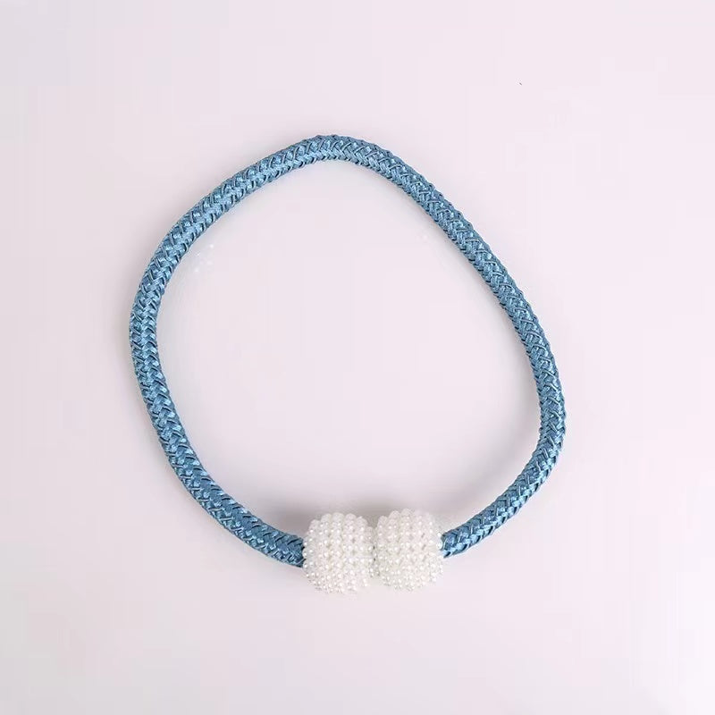 2pcs Faux Pearl Magnetic Curtain Tiebacks Decorative Pearls Rope Holdback