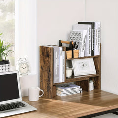 Wooden Desktop Bookshelf Organizer Counter Office Storage Rack Bookcase