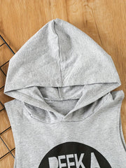 Summer Toddler Baby Boy's Funny Print Vest Hooded T-shirt Top