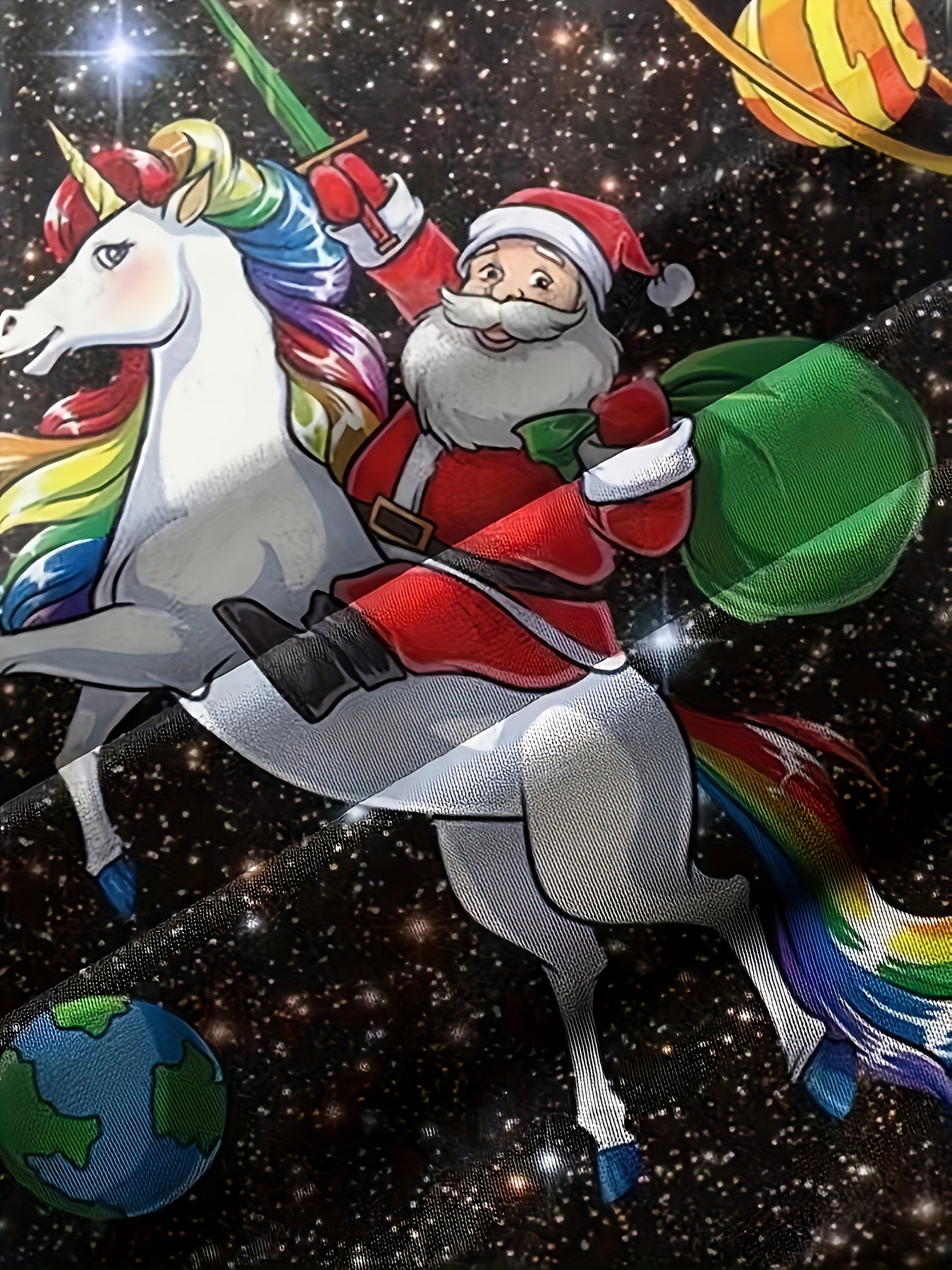 Santa Claus Riding Unicorn Print Boys Christmas Sweatshirt