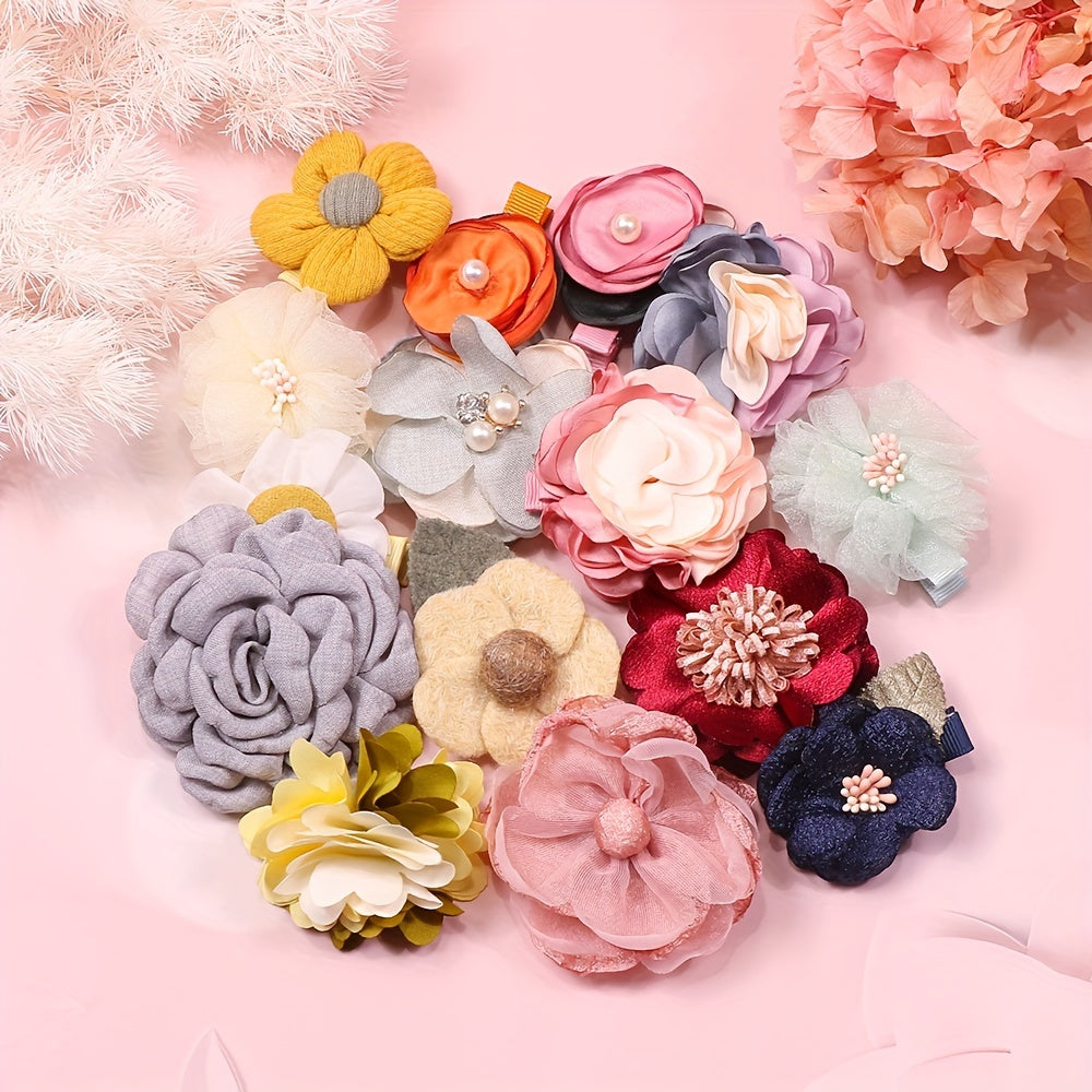15pcs Chiffon Flower Hairpin Hair Accessories Girls Birthday Gift