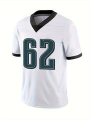 Men's 62 Football Jersey V Neck Short Sleeve Embroidery Rugby Sweatshirt