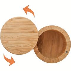 2pcs Bamboo Salt Box Salt Cellar Wooden Storage Box Spice Storage Box With Lid