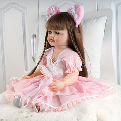 22" Simulative Doll Soft Glue Doll Water Bath Toy Wedding Dress Princess Doll