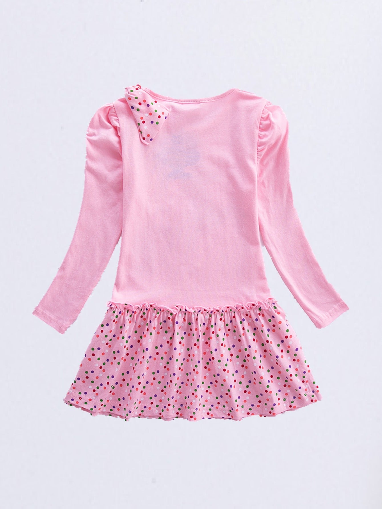 Purple Spot Cartoon Dress Long Sleeved