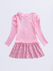 Purple Spot Cartoon Dress Long Sleeved
