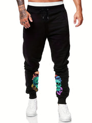 Colorful Skulls Print Warm Sweatpants Drawstring Jogger Pants