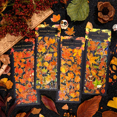 3pcs Hot Stamping Leaf Stickers 8 3 3In 21 8 5In PET Material