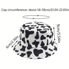 Cow Pattern Bucket Hat Reversible Printed & Basin Hat Sunscreen Fisherman Cap