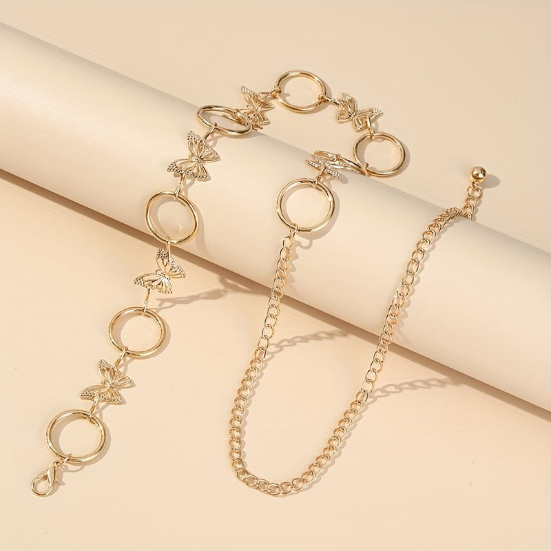Butterfly Waist Chain Metal Tassel Belly Chain