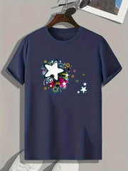 Star Pattern Print Men's Comfy Sports T shirt Graphic Tee