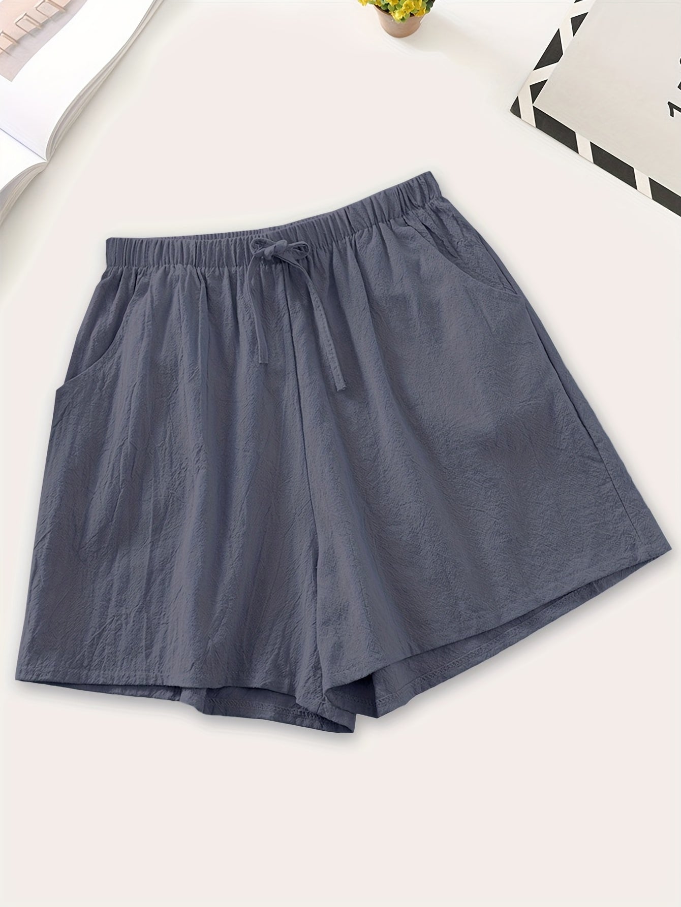 Solid Drawstring Waist Shorts for Spring & Summer Women's Clothing