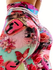 Floral Print High Waist Yoga Leggings Slimming Butt Lifting High Stretch