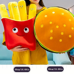 Hamburger & Fries Plush Toy Set, Fully Filled