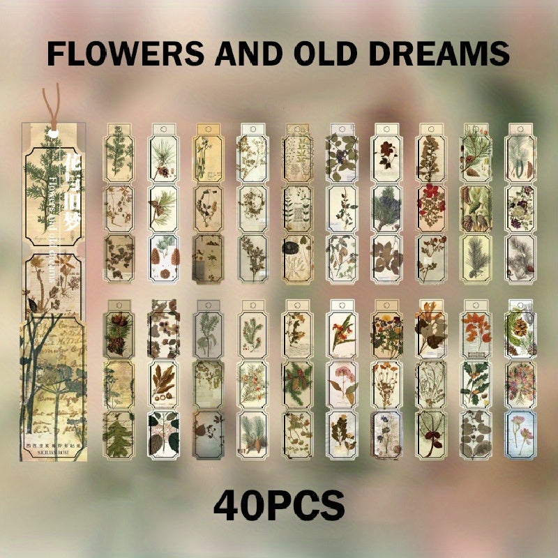 Vintage Renaissance Plant Flower Adhesive Stickers