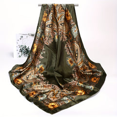 Fashionable Cashew Print Satin Square Scarf Large Shawl for Men