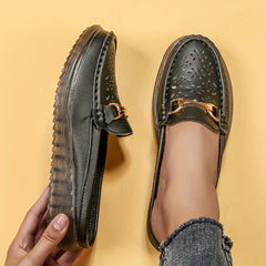 Women's Metal Decor Mules Breathable Flats Slip On Shoes