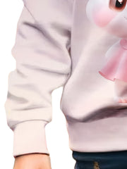 Girls Bunny Print Pullover Comfy Tops Spring Gift Sports