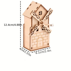 3D Puzzle Windmill Music Box Wooden Toy