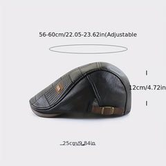 PU Leather Beret Hat Men's Autumn Winter Faux Leather Duckbill Newsboy Cap