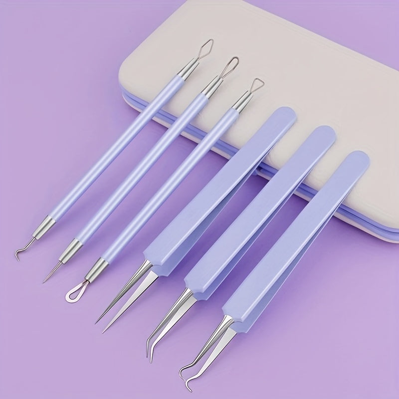 6pcs Blackheads Removal Tools Set Portable Acne Scraping Squeezing Tool