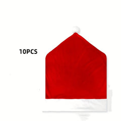 10pcs Red Hat Dining Chair Slipcovers for Christmas Decor