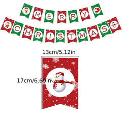 56pcs Christmas Theme Santa Claus Snowman Pull Flag Banner Balloon Set