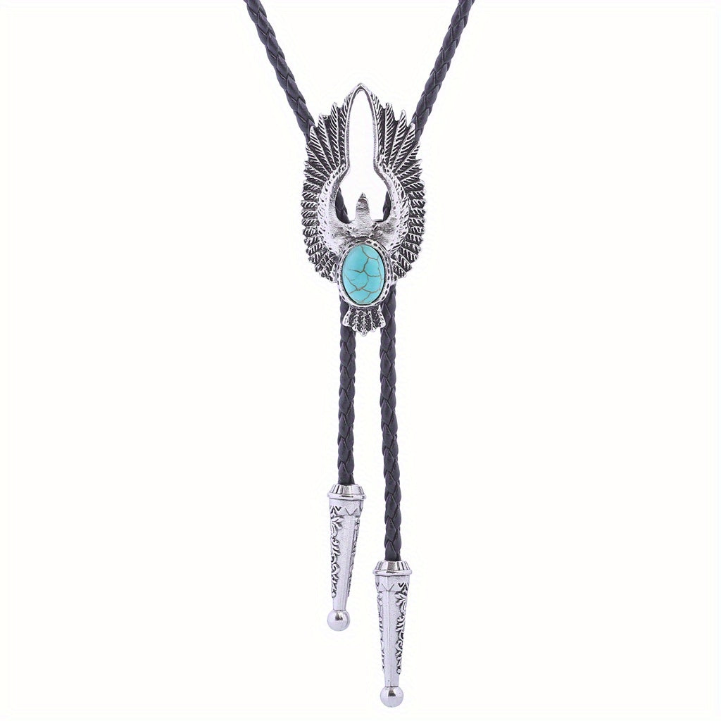 Men's Retro Eagle Gemstone Bolo Tie Western Denim Shirt Accessory