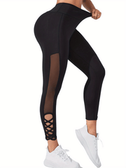 Mesh Insert Yoga Pants High Waist Butt Lifting Leggings