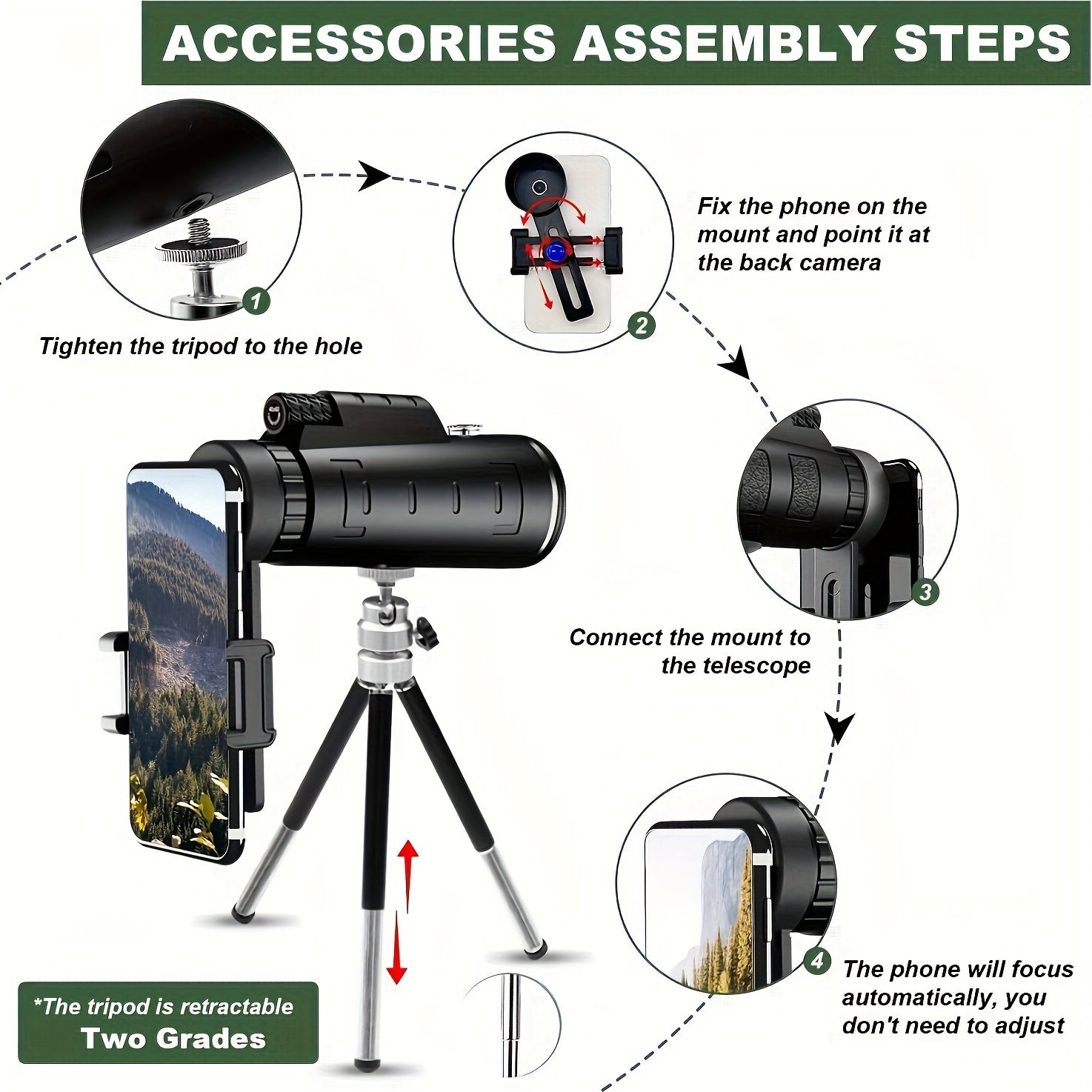Powerful Monocular Telescope Ultra Long Distance Outdoor Camping Bird Watching