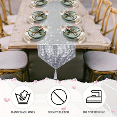 Polyester Table Runner Sequins Glitter Tassel Table Cover for Decor