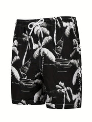 Men's Hawaiian Board Shorts Quick Dry Palm Tree Graphic Summer Beach