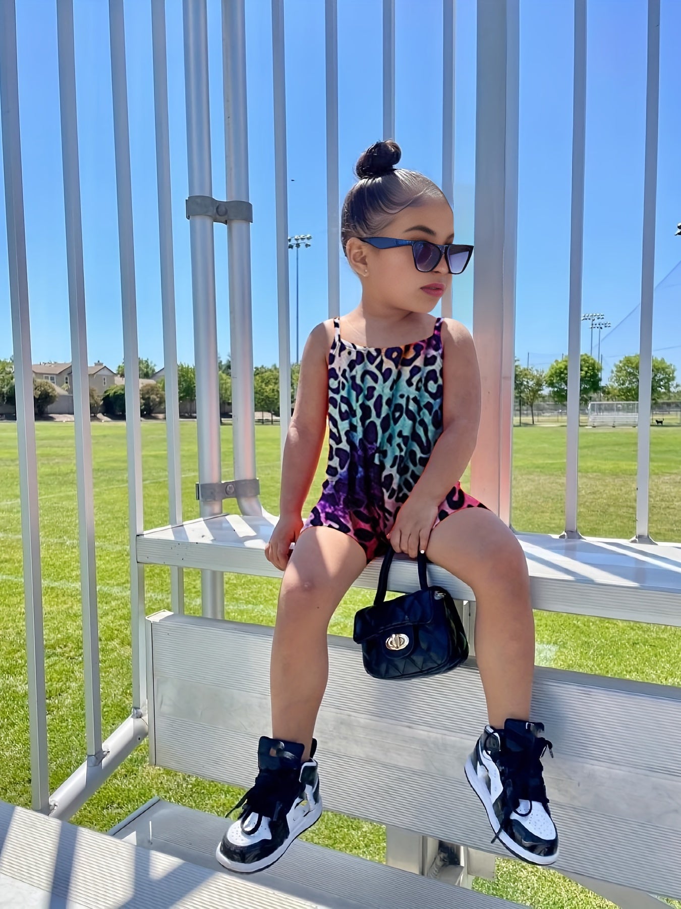 Colorful Leopard Cami Rompers For Toddler Girls
