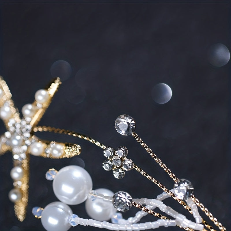 Faux Pearl Starfish Headband Bridal Hairband Set