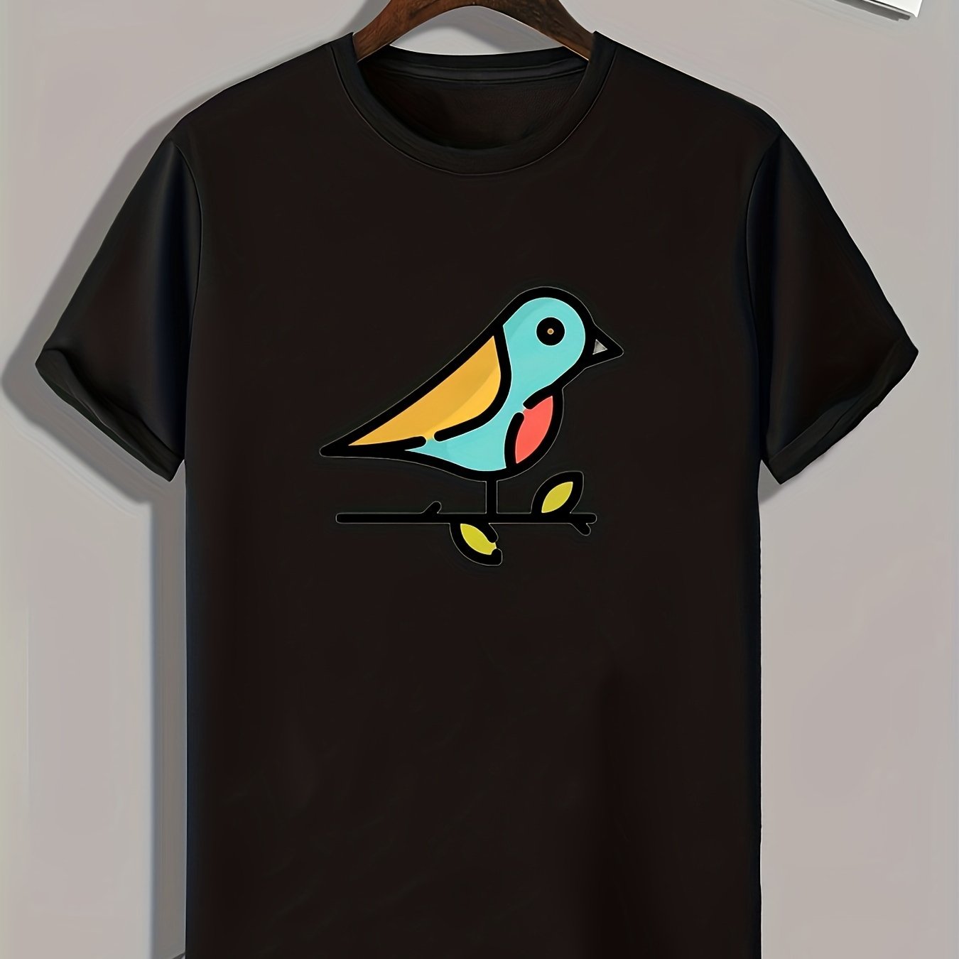 Cartoon Bird Pattern Print Men's Sports T-shirt