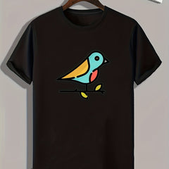 Cartoon Bird Pattern Print Men's Sports T-shirt