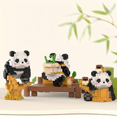 Giant Panda Flower Building Blocks Puzzle Toy Ornament
