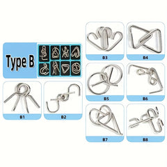 8pcs Metal Puzzle Game Interlocking Pieces Brain Tease