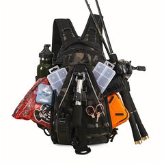Fishing Backpack with Rod Holder Tackle Box Bag
