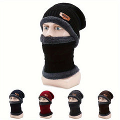 Winter Beanie Hat & Scarf Set Velvet Thickened Warm Knitted Hat