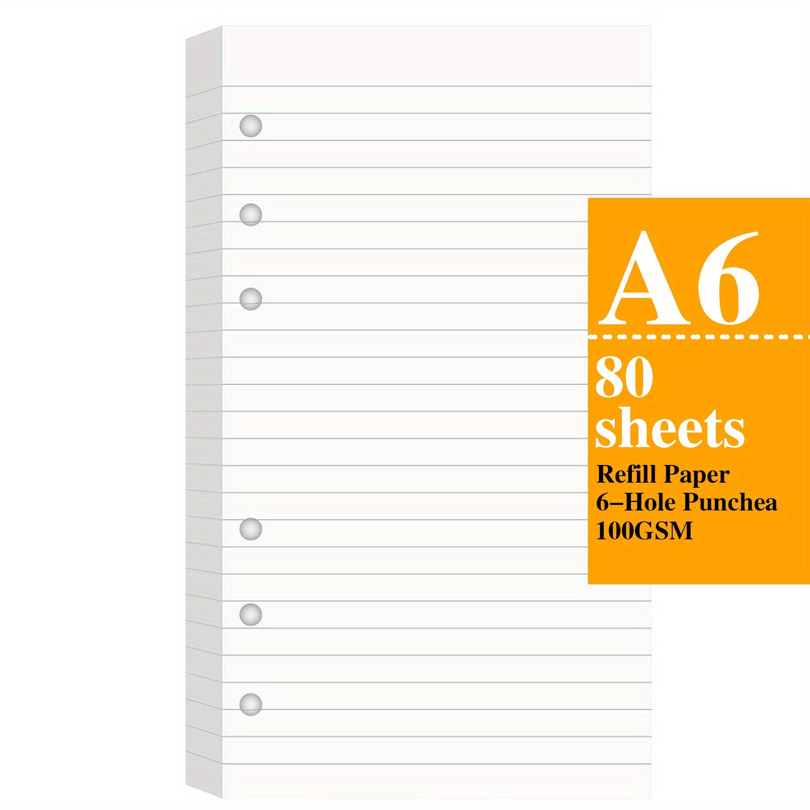 A6 Refills Lined Paper 160 Pages Loose Leaf 6 Hole Punched