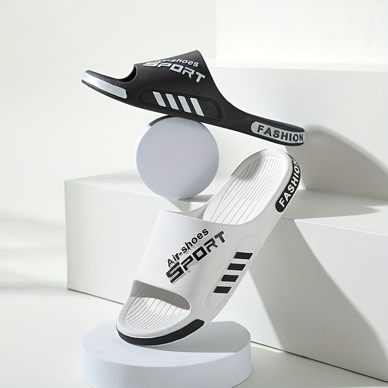 Men's Letter Print Platform Slides Unisex Slippers
