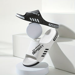 Men's Letter Print Platform Slides Unisex Slippers