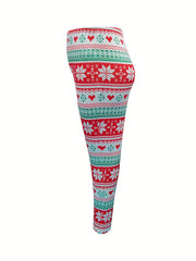 Geometric & Heart Print High Rise Leggings