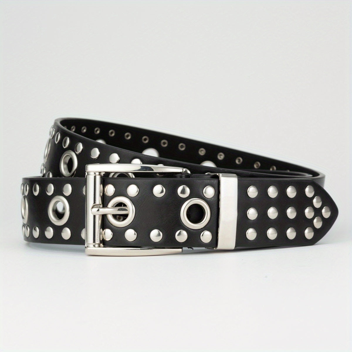 Men's Western Full Body Jack Dress Belt Casual Studded Buckle PU Belt